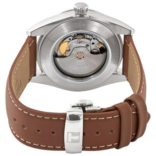 Tissot Gentleman Powermatic 80 Silicium Blue Dial Brown Leather Strap Watch For Men - T127.407.16.041.00