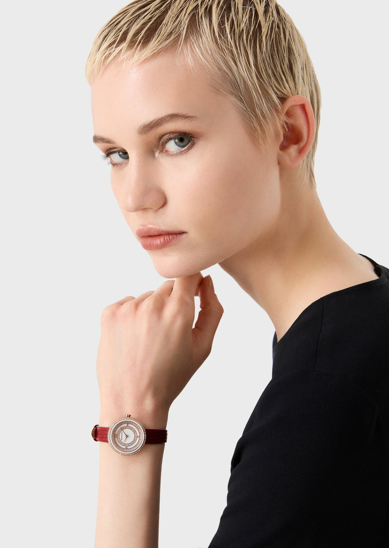 Emporio Armani Two-Hand Analog White Dial Red Leather Strap Watch For Women - AR11532 Buy Now By Emporio Armani