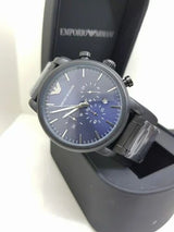 Emporio Armani Luigi Analog Blue Dial Black Leather Strap Watch For Men - AR11351