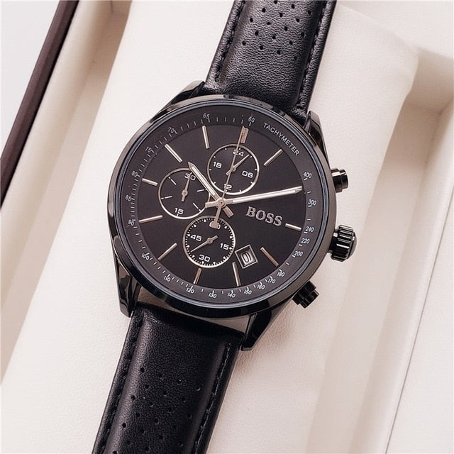 Hugo Boss Grand Prix Black Dial Black Leather Strap Watch for Men - 1513474 Buy Now By Hugo Boss