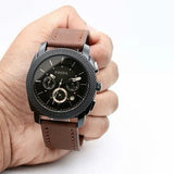 Fossil Machine Flight Chronograph Brown Dial Brown Leather Strap Watch for Men - FS4656 Buy Now By Fossil