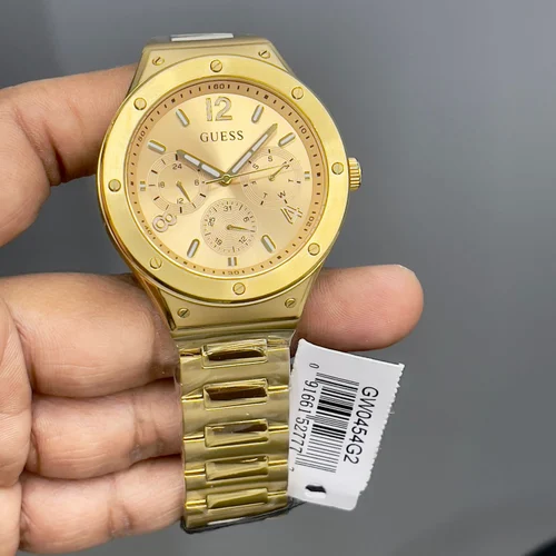 Shop Guess Scope Gold Dial Gold Steel Strap Watch for Men - GW0454G2 in USA