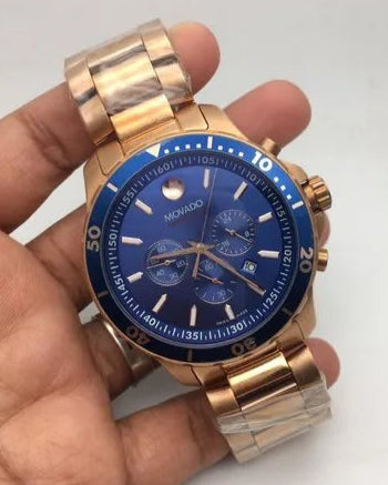 Shop Movado Series 800 Blue Dial Gold Steel Strap Watch For Men - 2600144 in USA
