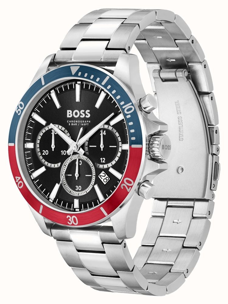 Hugo Boss Troper Chronograph Black Dial Silver Steel Strap Watch For Men - 1514108 Buy Now By Hugo Boss