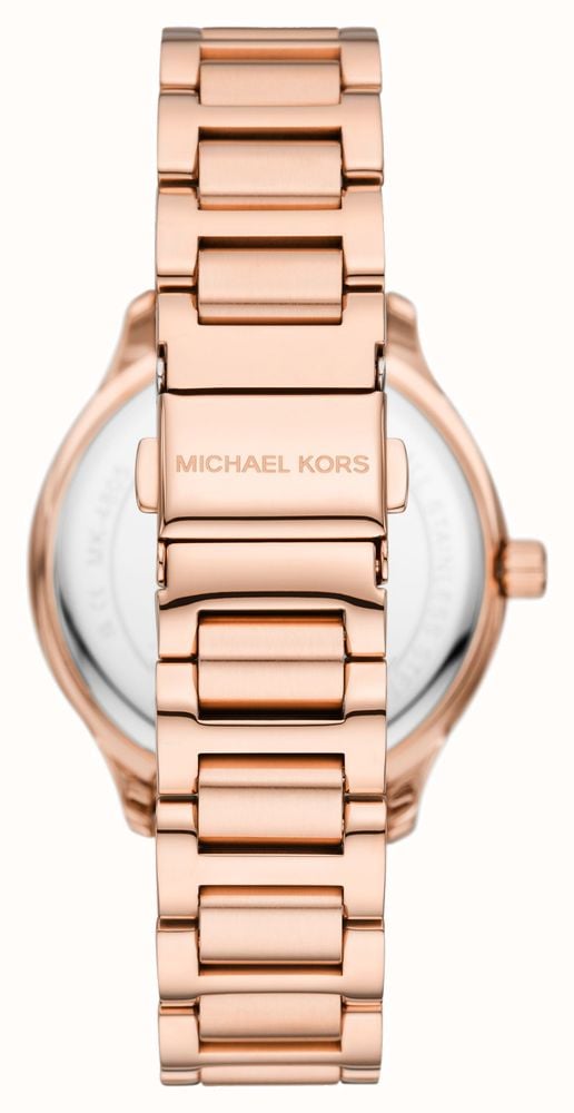 Michael Kors Parker Three-Hand Mother of Pearl White Dial Rose Gold Steel Strap Watch For Women - MK4695 Buy Now By Michael Kors