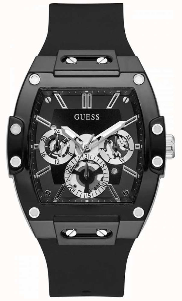 Shop Guess Phoenix Multifunction Black Dial Black Rubber Strap Watch for Men - GW0203G3 in USA
