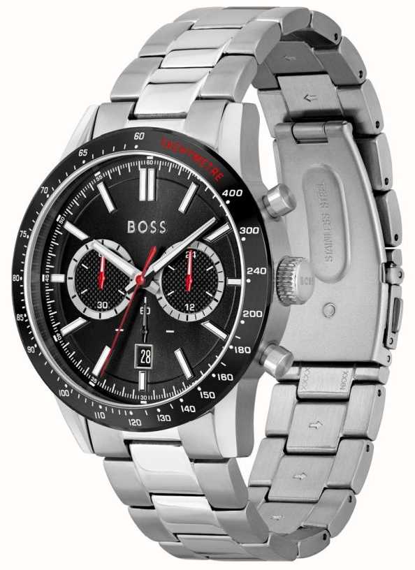 Shop Hugo Boss Rafale Chronograph Black Dial Silver Steel Strap Watch for Men - 1513509 in USA