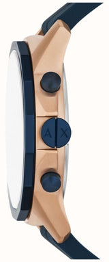 Armani Exchange Hampton Chronograph Rose Gold Dial Blue Silicone Strap Watch For Men - AX1730 Buy Now By Armani Exchange