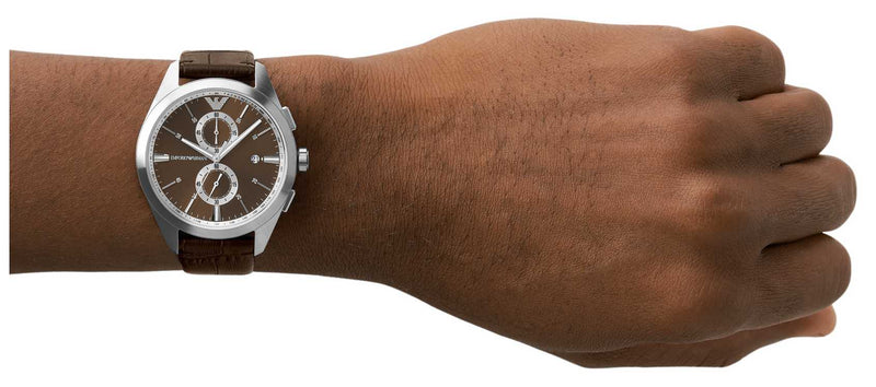 Emporio Armani Claudio Chronograph Brown Dial Brown Leather Strap Watch For Men - AR11482 Buy Now By Emporio Armani