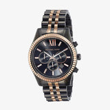 Michael Kors Lexington Chronograph Black Dial Two Tone Steel Strap Watch for Men - MK8561
