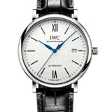 Shop IWC Portofino Automatic '150 Years' Edition Automatic White Dial Black Leather Strap Watch for Men - IW356519 in USA