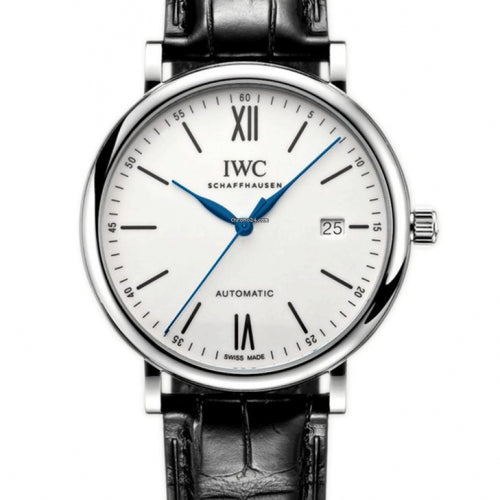 Shop IWC Portofino Automatic '150 Years' Edition Automatic White Dial Black Leather Strap Watch for Men - IW356519 in USA