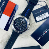 Shop Tommy Hilfiger Sport Multifunction Black Dial Black Rubber Strap Watch for Men - 1791143 in USA