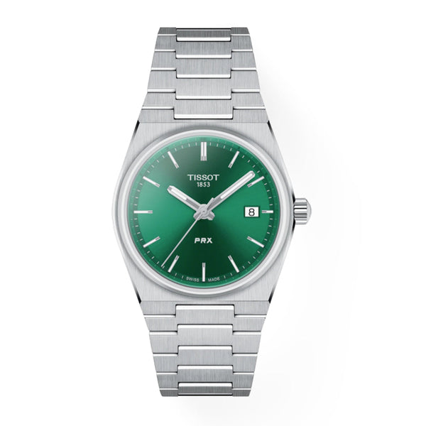 Tissot PRX Green Dial Silver Steel Strap Watch for Women - T137.210.11.081.00
