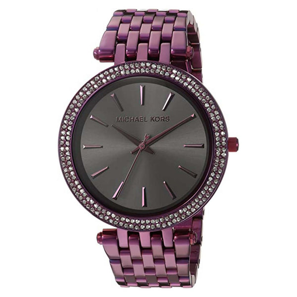 Shop Michael Kors Darci Black Dial Purple Steel Strap Watch for Women - MK3554 in USA