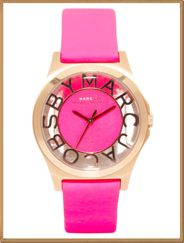 Marc Jacobs Henry Skeleton Pink Dial Pink Leather Strap Watch for Women - MBM1243 Buy Now By Marc Jacobs