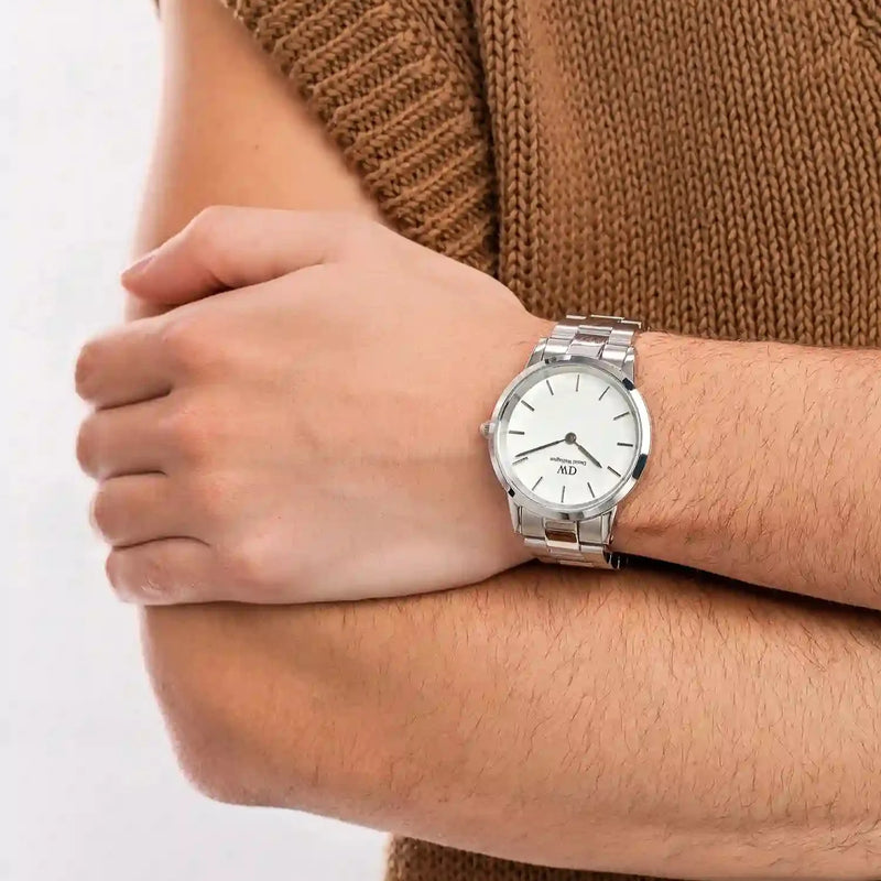Daniel Wellington Iconic White Dial Silver Steel Strap Watch For Men - DW00100341 Buy Now By Daniel Wellington