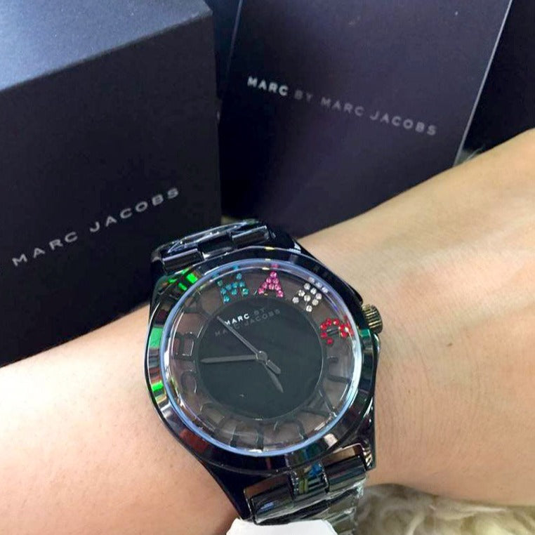 Marc Jacobs Henry Skeleton Black Dial Black Steel Strap Watch for Women - MBM3265 Buy Now By Marc Jacobs