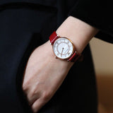 Emporio Armani Gianni T-Bar Analog Mother of Pearl Dial Red Leather Strap Watch For Women - AR11322 Buy Now By Emporio Armani