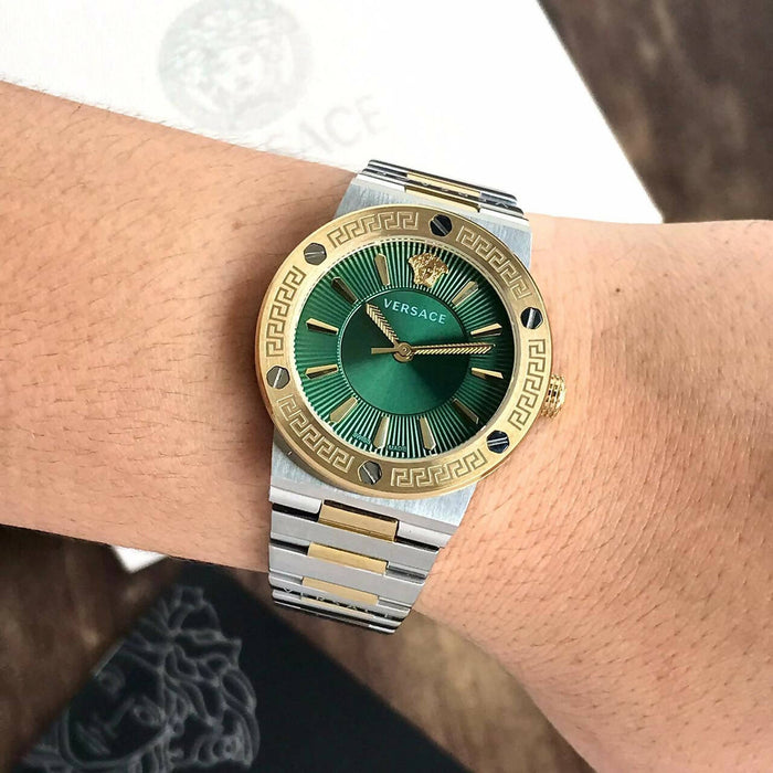 Versace Greca Green Dial Silver Steel Strap Watch for Women - VEVH00720 Buy Now By Versace