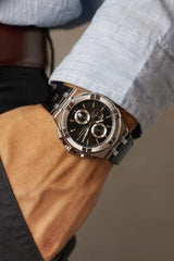 Maurice Lacroix Aikon Chronograph Black Dial Black Leather Strap Watch for Men - AI1018-SS001-330-1 Buy Now By Maurice Lacroix