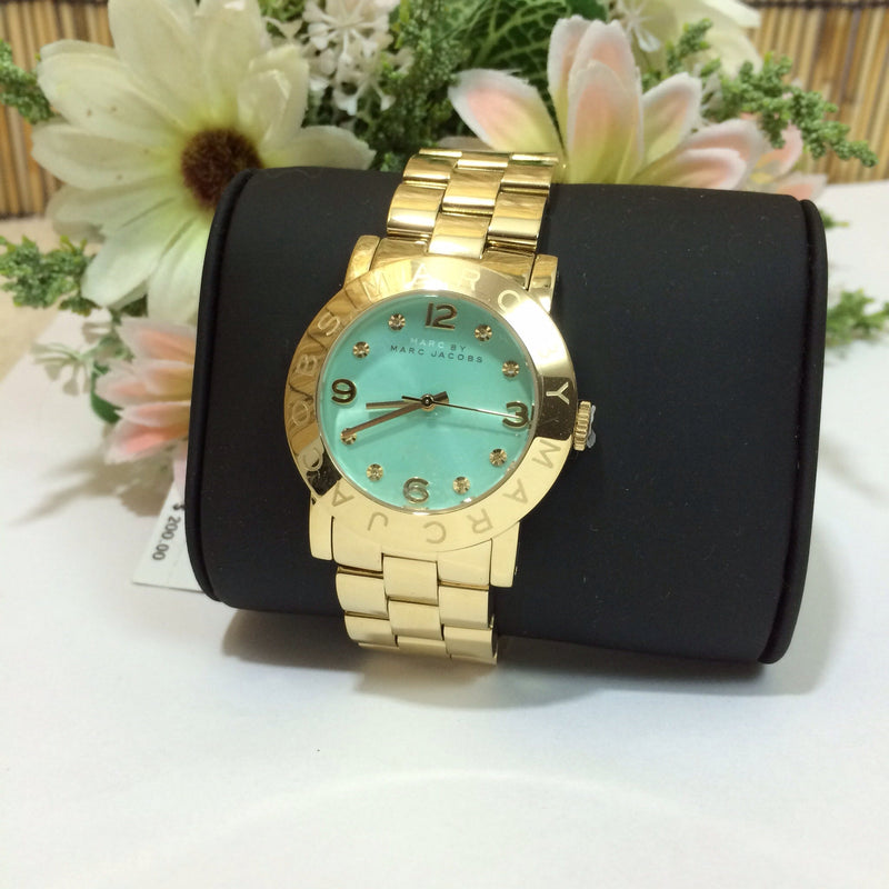 Marc Jacobs Amy Blue Dial Gold Steel Strap Watch for Women - MBM3301 Buy Now By Marc Jacobs
