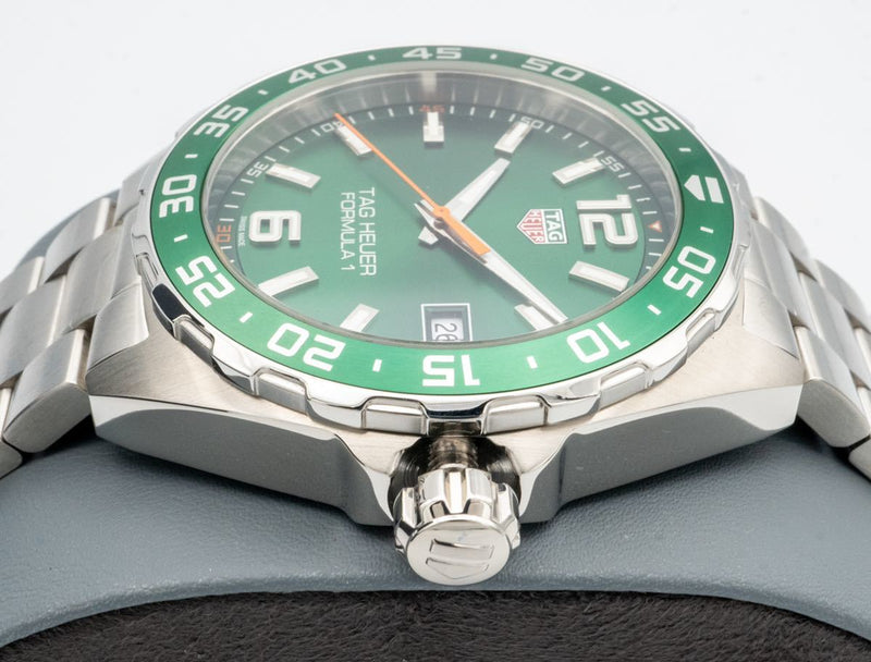 Shop Tag Heuer Formula 1 Limited Edition Green Dial Silver Steel Strap Watch for Men - WAZ1017.BA0842 in USA