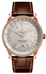 Breitling Navitimer Automatic 41 Silver Dial Brown Leather Strap Watch for Men - R17326211G1P1