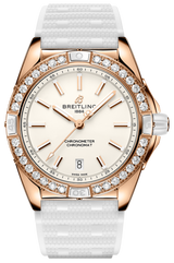 Breitling Super Chronomat Automatic 38 Origins Diamonds White Dial White Rubber Strap Watch for Women - R17356531G1S1