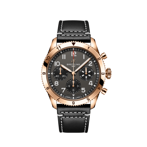 Breitling Super Avi Chronograph 42 P-51 Mustang Black Dial Black Leather Strap Watch for Men - R233801A1B1X1