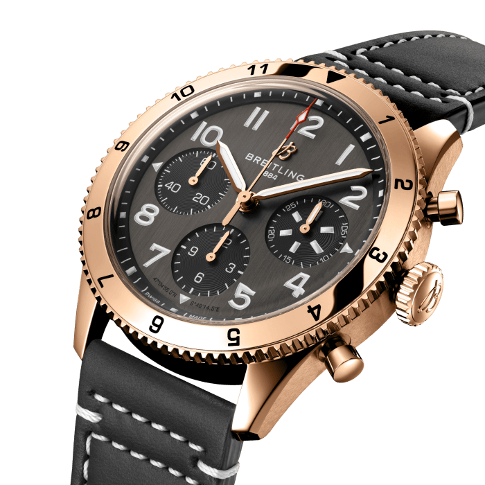Breitling Super Avi Chronograph 42 P-51 Mustang Black Dial Black Leather Strap Watch for Men - R233801A1B1X1