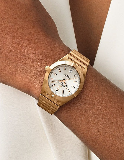 Breitling Chronomat 32 White Dial Rose Gold Steel Strap Watch for Women - R77310101A1R1