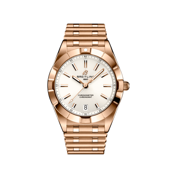 Breitling Chronomat 32 White Dial Rose Gold Steel Strap Watch for Women - R77310101A1R1