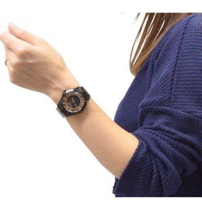 Marc Jacobs Henry Transparent Black Dial Black Steel Strap Watch for Women - MBM3255 Buy Now By Marc Jacobs