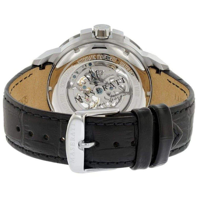 Maserati Ingegno Automatic Black Skeleton Dial Black Leather Strap Watch For Men - R8821119002 Buy Now By Maserati