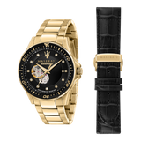 Maserati SFIDA Black Dial Yellow Gold Toned Stainless Steel Watch For Men - R8823140003 Buy Now By Maserati
