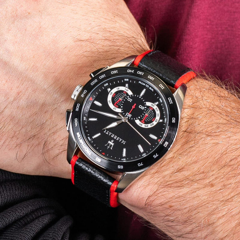 Maserati Traguardo Black Dial Black Leather Strap Watch For Men - R8871612028 Buy Now By Maserati