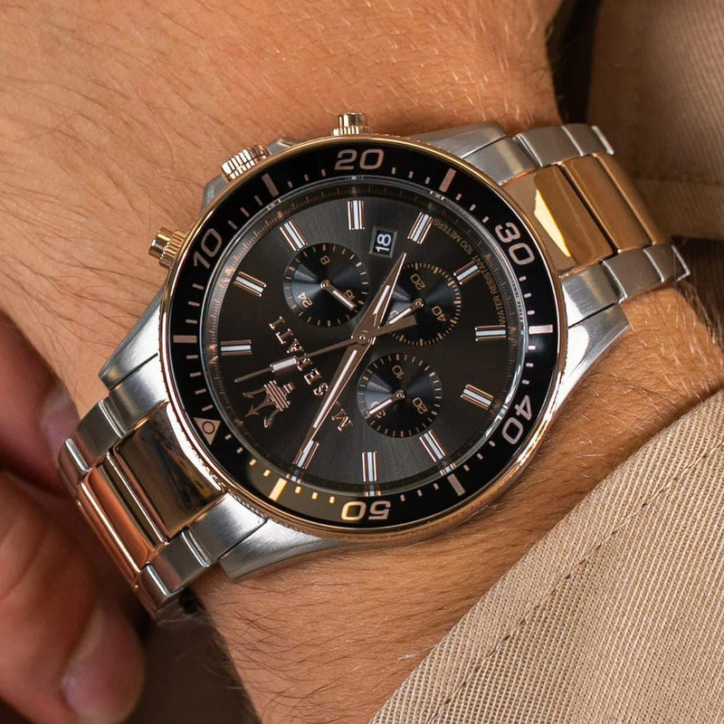 Maserati SFIDA Chronograph Black Dial Two Tone Steel Strap Watch For Men - R8873640002 Buy Now By Maserati