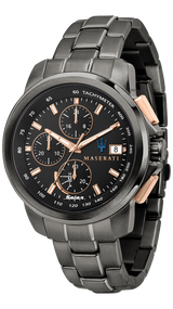 Maserati Successo Solar Black Dial Grey Steel Strap Watch For Men - R8873645001 Buy Now By Maserati