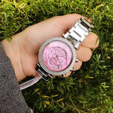 Michael Kors Parker Chronograph Pink Dial Silver Steel Strap Watch For Women - MK6105 Buy Now By Michael Kors