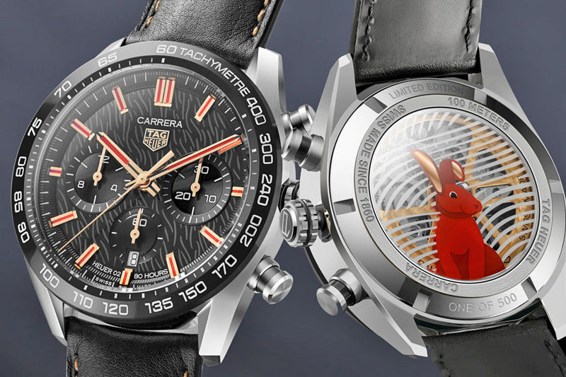 Tag Heuer Carrera Year of The Rabbit Automatic Chronograph Black Dial Black Leather Strap Watch for Men - CBN2A1L.FC6521 Buy Now By Tag Heuer