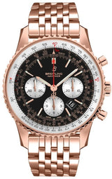 Shop Breitling Navitimer B01 Chronograph 43 Black Dial Rose Gold Steel Strap Watch for Men - RB0138211B1R1 in USA