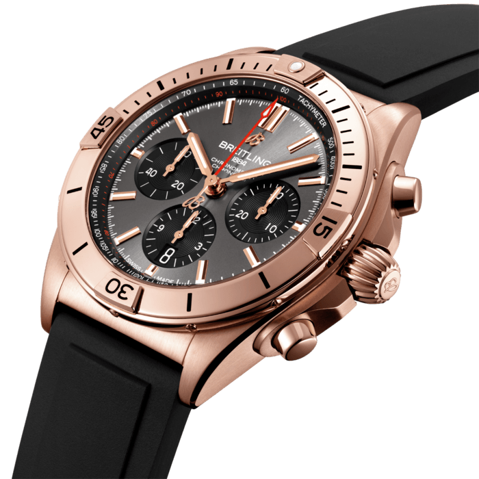 Breitling Chronomat B01 42 Grey Dial Black Rubber Strap Watch for Men - RB0134101B1S1