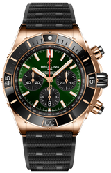 Breitling Super Chronomat B01 44 Green Dial Black Rubber Strap Watch for Men - RB01361A1L1S1