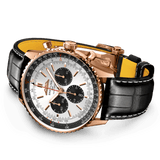 Shop Breitling Navitimer B01 Chronograph 46 Silver Dial Black Leather Strap Watch for Men - RB0137241G1P1 in USA