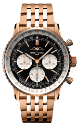 Shop Breitling Navitimer B01 Chronograph 43 Black Dial Rose Gold Steel Strap Watch for Men - RB0138211B1R1 in USA