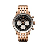 Shop Breitling Navitimer B01 Chronograph 43 Black Dial Rose Gold Steel Strap Watch for Men - RB0138211B1R1 in USA