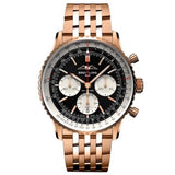 Shop Breitling Navitimer B01 Chronograph 43 Black Dial Rose Gold Steel Strap Watch for Men - RB0138211B1R1 in USA