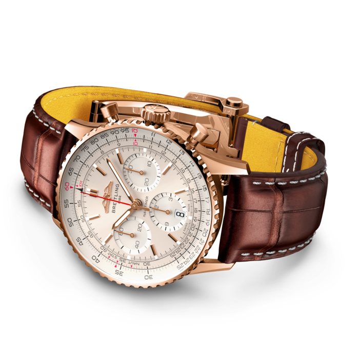 Breitling Navitimer B01 Chronograph 41 White Dial Brown Leather Strap Watch for Men - RB0139211G1P1