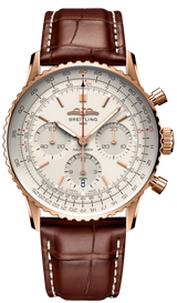 Shop Breitling Navitimer B01 Chronograph 41 White Dial Brown Leather Strap Watch for Men - RB0139211G1P1 in USA